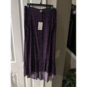 Kerrits EQL Button Front Maxi Skirt Size M‎ Purple Floral Horse Print Pockets